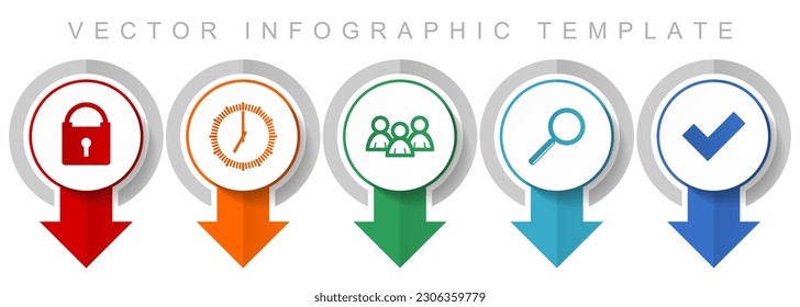 Internet icon set, miscellaneous pointer icons such as padlock, watch, people, lens and vote for webdesign and mobile applications, modern design infographic vector template