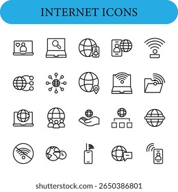 Conjunto de iconos de Internet. Conjunto de iconos relacionados con la red.