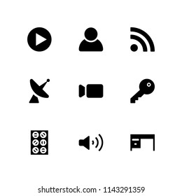internet icon set. play button, user and tablets vector icon for graphic design and web