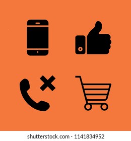 internet icon set. With smart phone phone call and shopping cart vector icons for graphic design and web