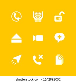 internet icon set. telephone, file and video camera vector icon for graphic design and web