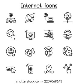 Internet icon set in thin line style
