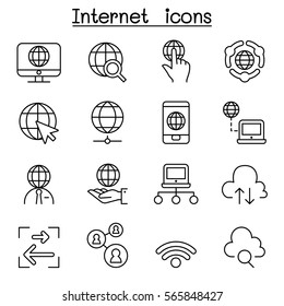 Internet icon set in thin line style