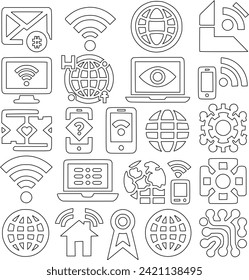 Internet Icon Set. Thin outline icons pack. Vector illustration