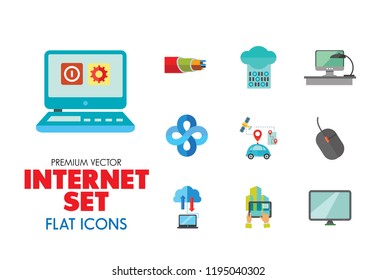 Internet Icon Set. Web Camera Mouse Synchronization Data Flow Hyperlink Internet Sign Tablet Internet Connection Internet Of Things Driverless Car Idea Server Cloud Storage Tablet PC Programming