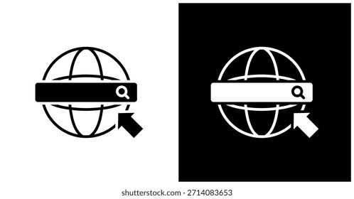 Internet Icon Set In White And Black Background