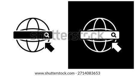 Internet Icon Set In White And Black Background