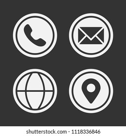Internet icon set white on grey background