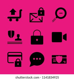 internet icon set. With zoom out, padlock and shopping cart  vector icons for graphic design and web