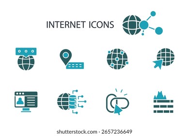 internet icon set.Vector.Editable stroke.linear estilo signo para el uso Diseño web, logo.Symbol ilustración.
