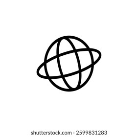 Internet icon silhouelette isolated. Black earth icon. Vector image.