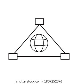 Internet-Symbol einfach, Vektorgrafik-Quadrat und Dreieck Schwarz-Weiß.