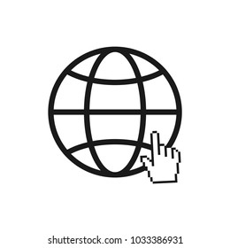 Internet icon. Site favicon with pixalate hand cursor