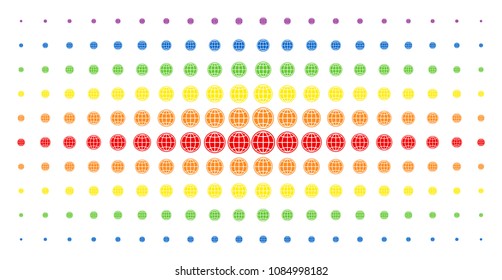 Internet icon spectrum halftone pattern. Vector internet items are arranged into halftone array with vertical spectral gradient. Constructed for backgrounds, covers,