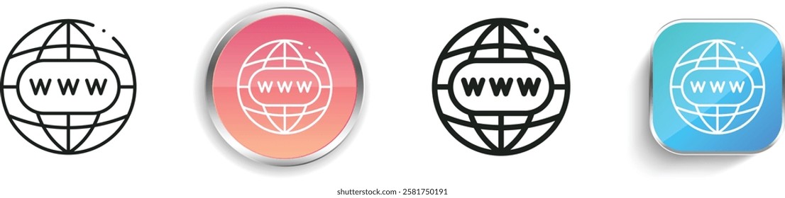 internet icon. Thin Linear, Regular and Button Style Design Isolated On White Background