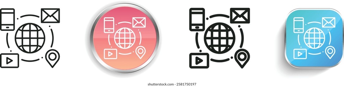 internet icon. Thin Linear, Regular and Button Style Design Isolated On White Background
