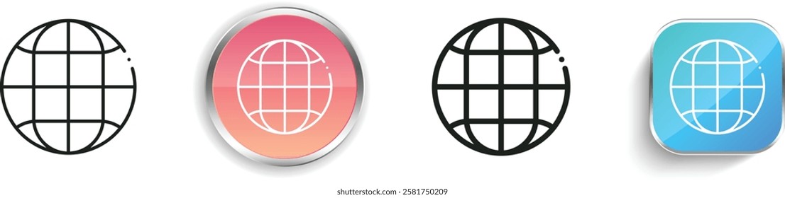 internet icon. Thin Linear, Regular and Button Style Design Isolated On White Background
