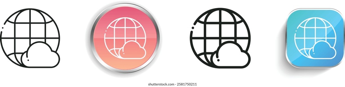 internet icon. Thin Linear, Regular and Button Style Design Isolated On White Background