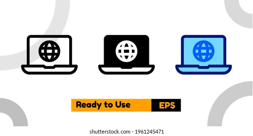internet icon with three style and isolated sign symbol vector illustration high quality for banner, poster, social media, presentation, and website