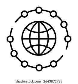 Internetsymbolvektor. Illustrationszeichen für Kommunikation. Satelliten-Kommunikationssymbol. Computernetzwerk-Websymbol. WWW-Symboldesign für Web und App.