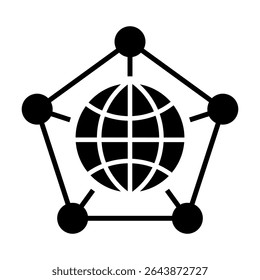 Internetsymbolvektor. Illustrationszeichen für Kommunikation. Satelliten-Kommunikationssymbol. Computernetzwerk-Websymbol. WWW-Symboldesign für Web und App.