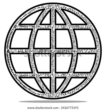 internet icon vector engraving style hand drawn black and white