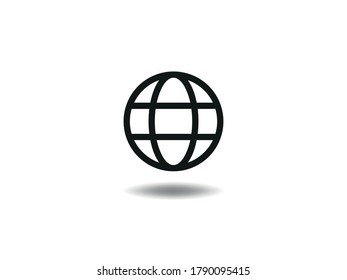 Internet Icon Vector illustration. Perfect globe symbol. web sign, emblem isolated on white background with shadow, Flat style for graphic and web design, logo. EPS10 black pictogram.