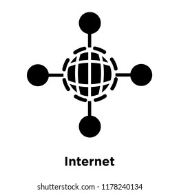 Internet icon vector isolated on white background, logo concept of Internet sign on transparent background, filled black symbol