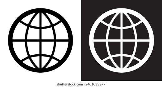 Internet icon vector. Website icon sign symbol in trendy flat style. Internet vector icon illustration isolated on white and black background