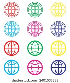 Internet-Icon-Vektorgrafik. Symbol für das Symbol der Website im trendigen, flachen Stil. Legen Sie Elemente in farbigen Symbolen fest. Internet-Vektorgrafik einzeln auf weißem Hintergrund