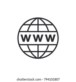 Internet icon. Web sign. Vector Internet symbol. Globe Icon. World symbol. Icon world. Globe symbol. Planet Earth. Earth sign. Global network. Start page. Homepage. Search page. Web site. Web design.