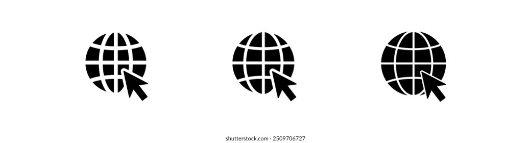 Internet icon. Web www sign. Website vector icon. Visit url page symbol isolated on white background.