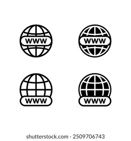 Internet icon. Web www sign. Website vector icon. Visit url page symbol isolated on white background.