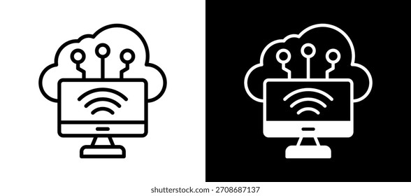 Icono de Internet blanco negro Ilustración vectorial
