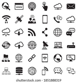 Iconos de Internet. Diseño plano negro. Ilustración vectorial.