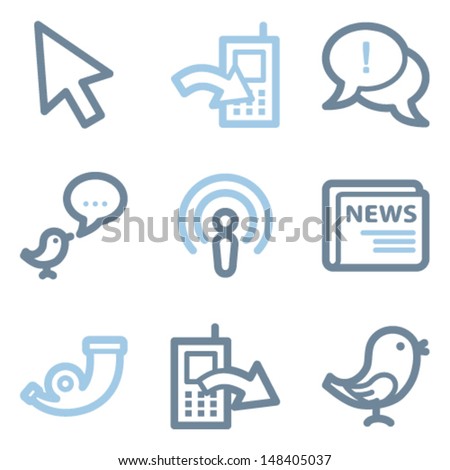 Internet icons, blue line contour series