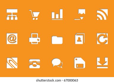 Internet icons | Die Cut series Icons look like are pressed into. Work well on any background. To use them on a white background, just give to the base of the icons 10 points of grey color.