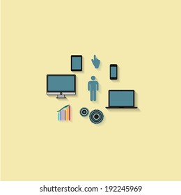 internet icons flat vector illustration