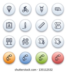 Internet icons on color buttons.