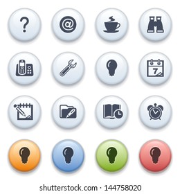 Internet icons on color buttons.