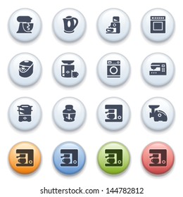 Internet icons on color buttons.