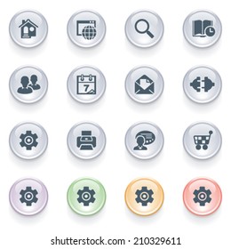 Internet icons on color buttons.