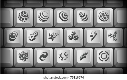 Internet Icons on Gray Computer Keyboard Buttons Original Illustration