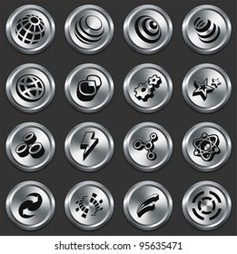 Internet Icons on Metallic Button Collection Original Illustration