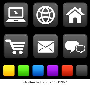 Internet Icons on Square Buttons Original vector Illustration