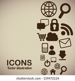 internet icons over beige background vector illustration