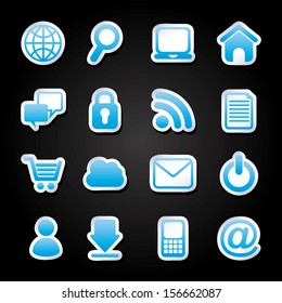internet icons over black background vector illustration