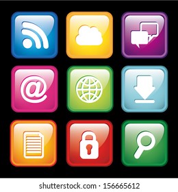 internet icons over black background vector illustration