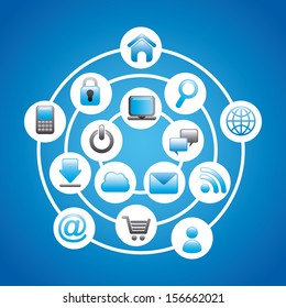 internet icons over blue background vector illustration