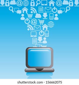 internet icons over blue background vector illustration
